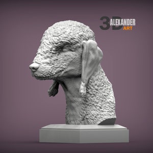 Bedlington Terrier Bust Figurine - 3D Printed Dog Statue - Pet Memorial Ornament & Home Decor - Gift for Dog Lovers