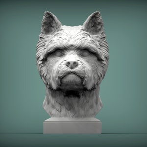 West Highland Terrier Bust Figurine - 3D Printed Dog Statue - Pet Memorial Ornament & Home Decor - Gift for Dog Lovers