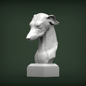 Greyhound Bust Figurine - 3D Printed Dog Statue - Pet Memorial Ornament & Home Decor - Gift for Dog Lovers