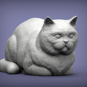 British Shorthair Cat sitting low - 3D printed - For Cat Lovers, ornament, Memorial, Gift