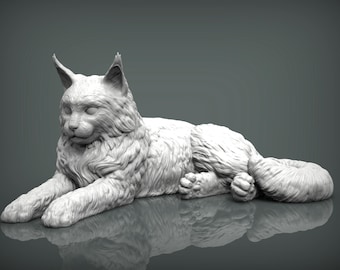 Estatueta de gato Maine Coon impressa em 3D – Lembrança comemorativa