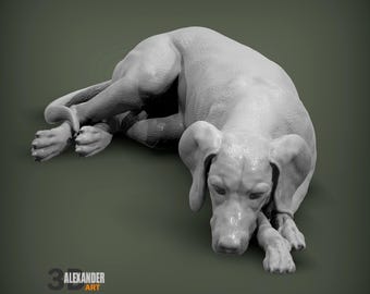 Estatueta de Vizsla Húngaro dormindo - Impressa em 3D para amantes de cães, ornamento, lembrança, presente.
