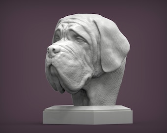 3D Printed Mastiff Bust: Pet Memorial Dog Figurine