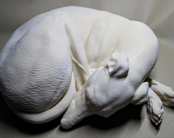 Urna funerária para Whippet-Greyhound dormindo - Impressa em 3D - Estátua, ornamento, memorial
