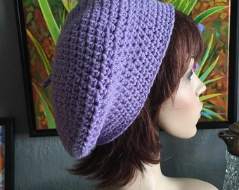 Lavender Beret, Tam, Acrylic Yarn