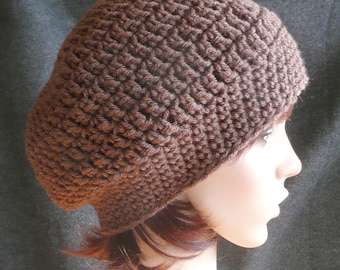 Shorter Slouchy Beanie in Chocolate Brown