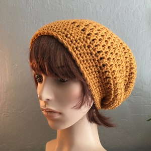 Long Slouchy Beanie in Honey Gold image 2