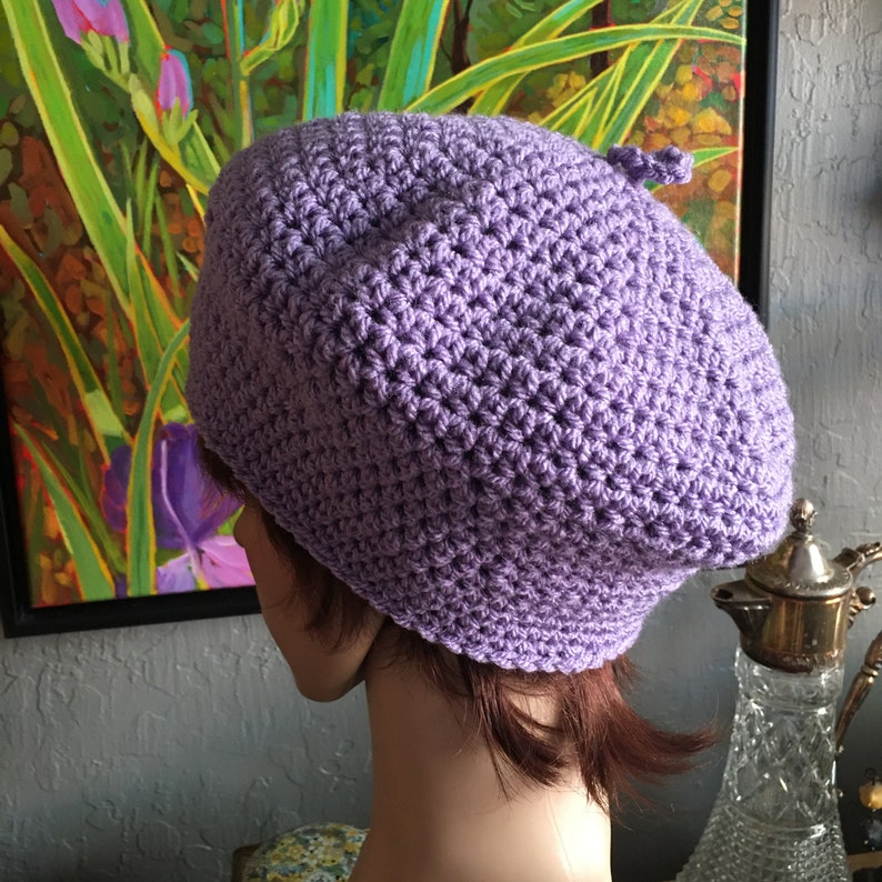 Lavender Beret, Tam, Acrylic Yarn image 3