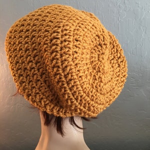 Long Slouchy Beanie in Honey Gold image 3