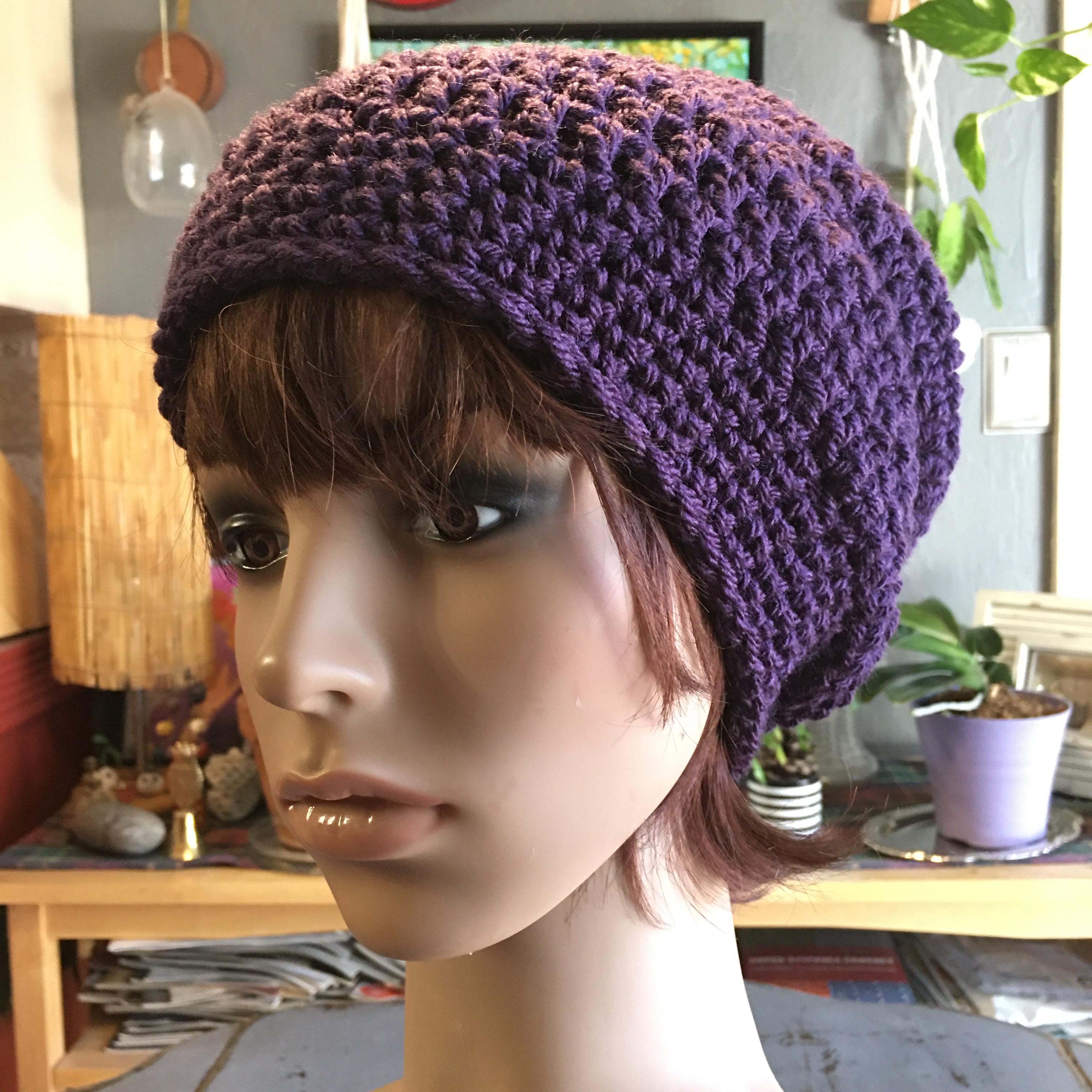 Hand Knits 2 Loge Slouch Beanie Cap Tam Pansies Beads Mohair Look Lilac Designer Namu Shop - paa Combo Stretch Beanie - Lilac main image 3
