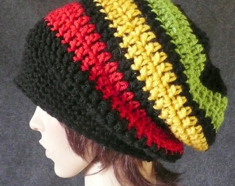 Super Slouchy Beanie in Rasta Colors