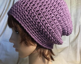 Long Slouchy Beanie in Dusty Laveder - Purple