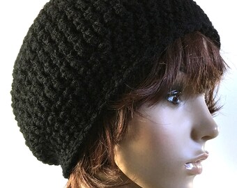 Shorter Slouchy Beanie in Jet Black