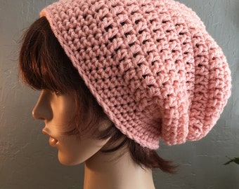 Long Slouchy Beanie in Petal Pink