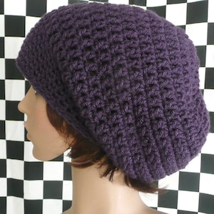 Super Slouchy Beanie in Eggplant Purple