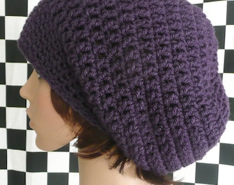 Super Slouchy Beanie in Eggplant Purple