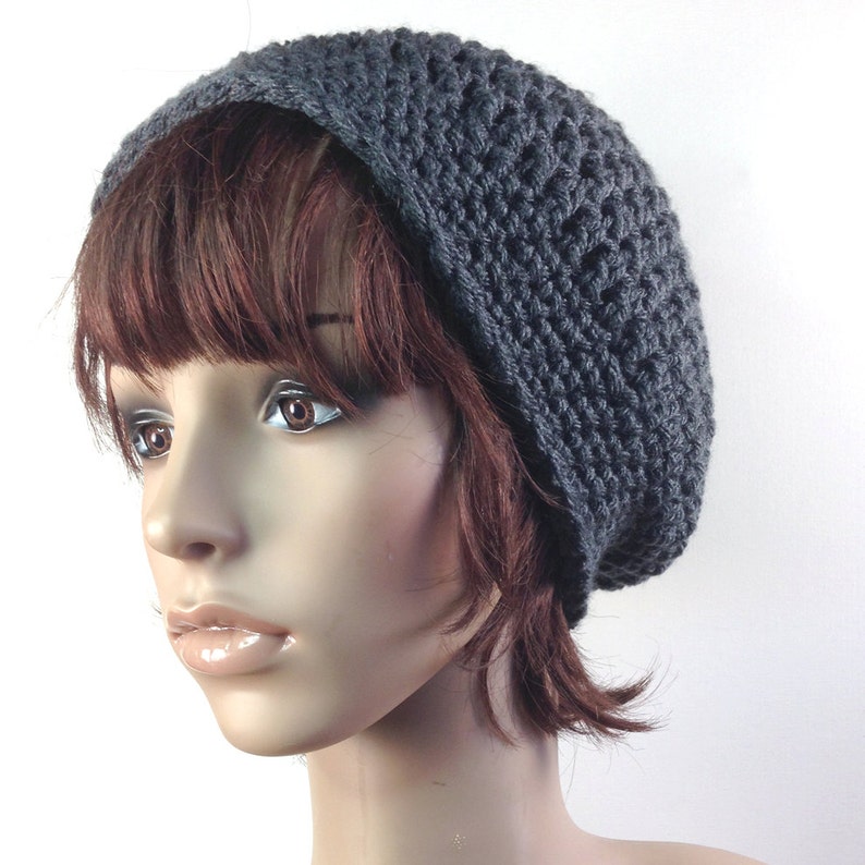 Shorter Slouchy Beanie in Charcoal Gray Grey Hat image 3
