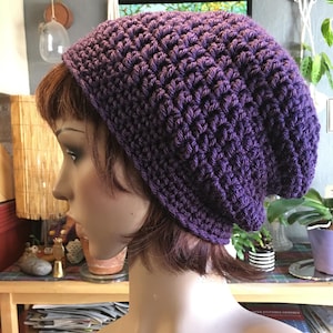 Slouchy Beanie in Eggplant Purple