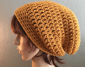 Long Slouchy Beanie in Honey Gold