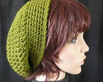 Shorter Slouchy Beanie in Olive Green