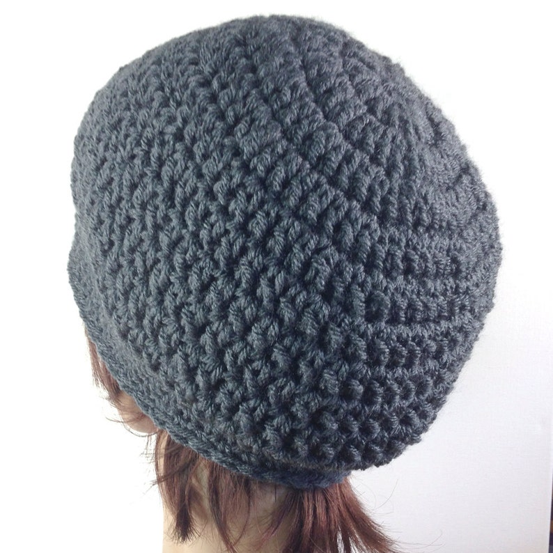 Shorter Slouchy Beanie in Charcoal Gray Grey Hat image 4