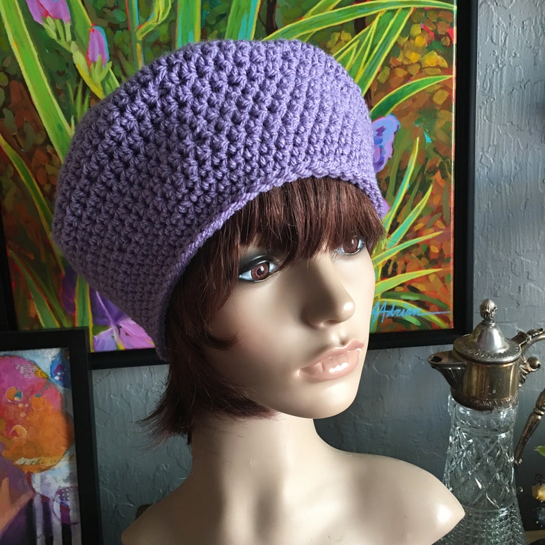 Lavender Beret, Tam, Acrylic Yarn image 7