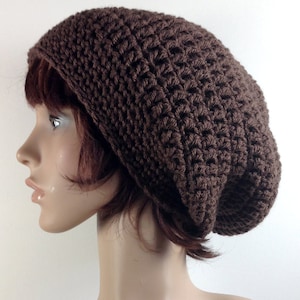 Long Slouchy Beanie in Chocolate Brown - Unisex