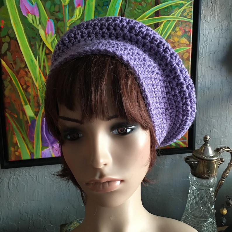 Lavender Beret, Tam, Acrylic Yarn image 2