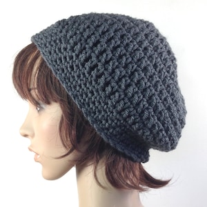 Shorter Slouchy Beanie in Charcoal Gray Grey Hat image 1