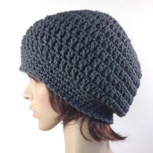 Shorter Slouchy Beanie in Charcoal Gray Grey Hat image 2