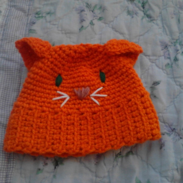 Baby Toddler Orange Kitty Hat