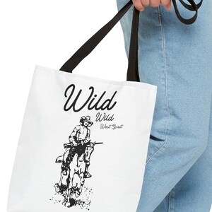 Sacola Wild Wild West Spirit, sacola gráfica de cowboy ocidental vintage, sacola retrô ocidental dos anos 90, sacola de cowboy de rodeio, presente de oeste selvagem, presente legal