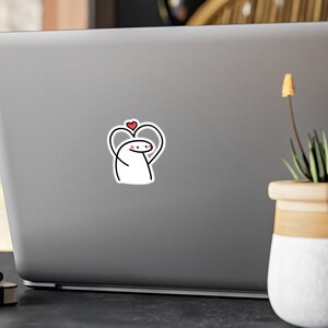 Adorable Cartoon Character with Heart Vinyl Decal, Gift For Family, Loving Gift for Friends, Laptop Decal, Locker Decal
