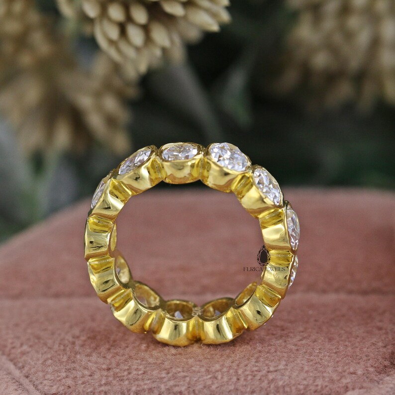 Bezel Set Band in 14K Solid Yellow Gold, Full Eternity Wedding Band ...