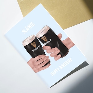 Tarjeta de cumpleaños irlandesa / Tarjeta de felicitación de Slainte Guinness / Tarjeta de feliz cumpleaños divertida / Tarjeta A5 y A6