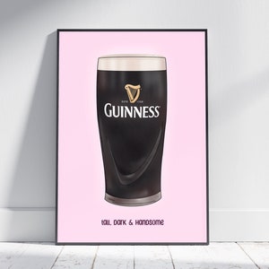 Pinta Guinness disponible en varios colores / Alto, moreno y guapo / Impresión irlandesa / Impresiones A5, A4 y A3