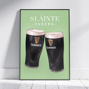 Slainte/Cheers Green Guinness Print | Irish Print | A5, A4 & A3 Print