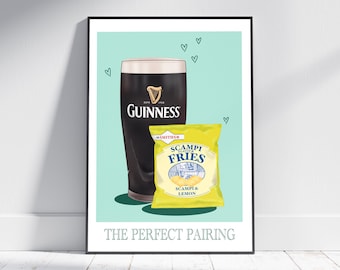 Guinness und Scampi Fries Druck: Irisches Wohndekor