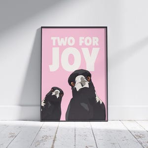 Magpie Print: Funny Irish Art, Two for Joy