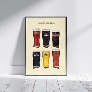 Ierse bierpinten kunstafdruk | Bardecoratie Ierland