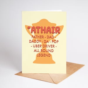 Irish Fathers Day card | Athair translation | Funny Dad Card | Ireland Greeting Card | A5 & A6 Card