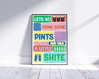 Irish Pub Poster: Lets Go Drink Pints - Buntes Poster