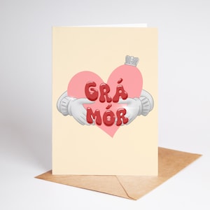Tarjeta irlandesa para el Día de la Madre / Tarjeta de San Valentín con anillo de Claddagh / Grá Mór / Tarjeta de felicitación / Tarjeta A5 y A6