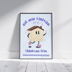 Stampa irlandese retrò / Non c'è posto come casa / Níl aon tinteàn mar do thinteán féin / Ireland Art / Stampe A5, A4 e A3