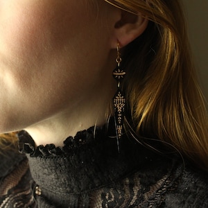 Black and Gold Etruscan Revival Greek Revival Inspired Victorian Style Laser Cut Acrylic Earrings image 2