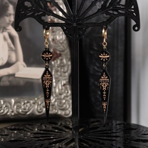 Black and Gold Etruscan Revival Greek Revival Inspired Victorian Style Laser Cut Acrylic Earrings image 5