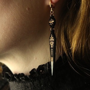 Black and Gold Etruscan Revival Greek Revival Inspired Victorian Style Laser Cut Acrylic Earrings image 4