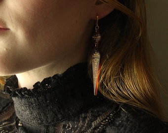 Faux Tortoiseshell Piqué and Gold Etruscan Revival Greek Revival Inspired Victorian Style Laser Cut Acrylic Earrings