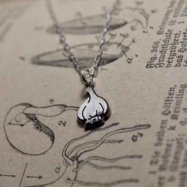 Garlic Handcut Sterling Silver Necklace