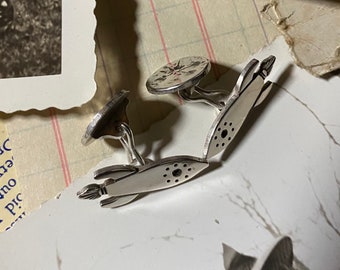 Rocket Ship Hand Cut Recycled Sterling Silver Cufflinks